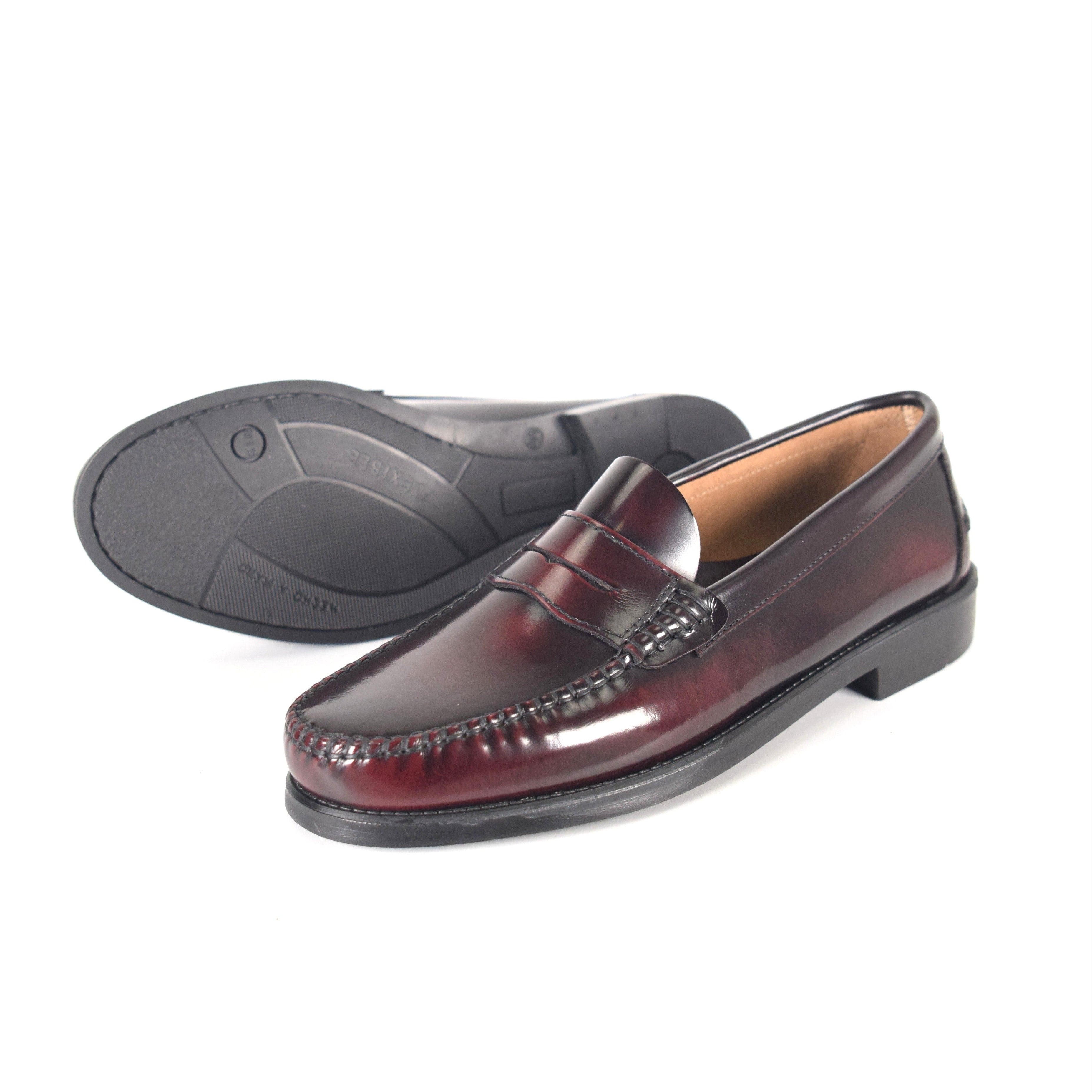 Mocasines de piel Elegancia - Mujer - Burdeos - Suela de Goma